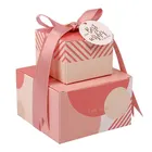 Hot sale unique designed coated paper double layer pink wedding bridesmaid favor box for packing candy