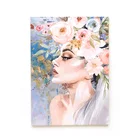 Home goods canvas wall pictures modern lady with garland hand painting pictures or canvas print