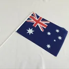 Cheap polyester Australian hand waving flags with plastic flagpoles