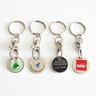 Professional Custom Cheap Metal Shopping cart token trolley coin Keychain promotional