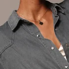 Fashion Jewelry Circle Necklace Stainless Steel Gold Color Pendant Necklaces Thin Chain for Men and Women Wholesale 3011