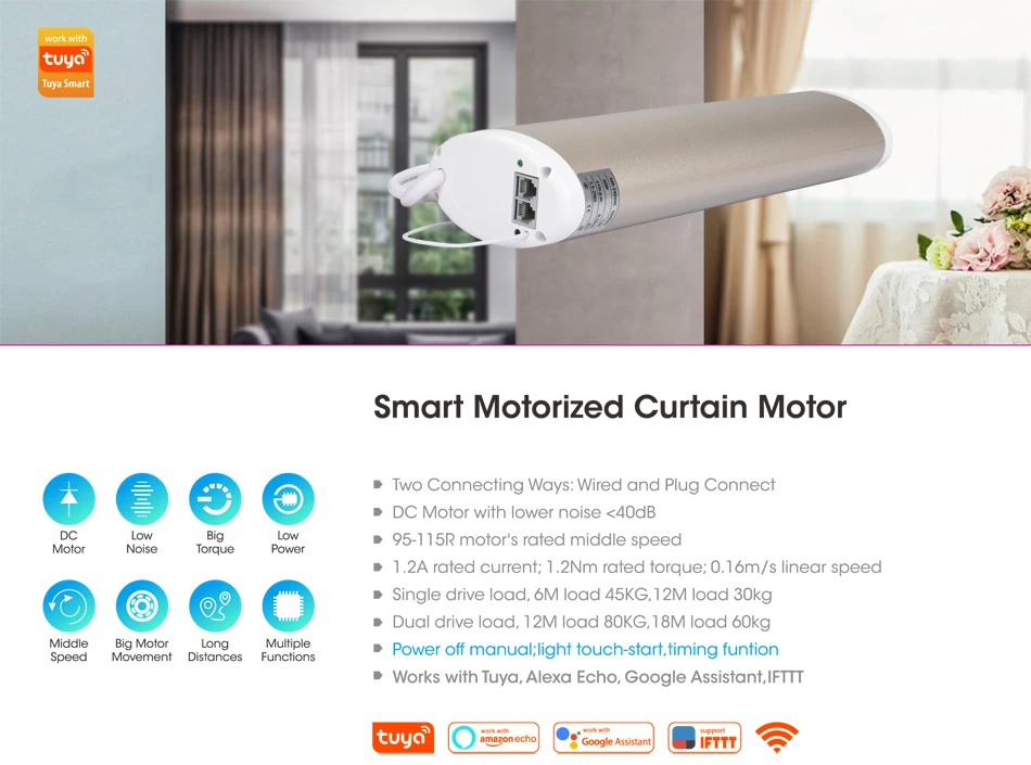 Electric TUYA Alexa Google Home Control WiFi Curtain track Smart Curtain electric curtain - ANKUX.COM