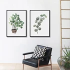 Green plant leaf oil painting Decorative framed Canvas Art Work Wall art wall Painting
