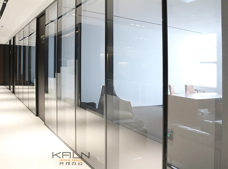 Newest design interior room divider aluminum frame tempered glass office high partition wall