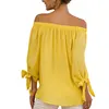 Hot sale off shoulder tops for women loose chiffon bloulse ladies off shoulder blouse