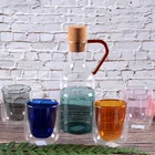 Hot sale colored heat resistance glass teapot with cork lid for tea & coffee