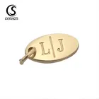 New design oval gold pendant logo custom beads metal jewelry tags for necklaces
