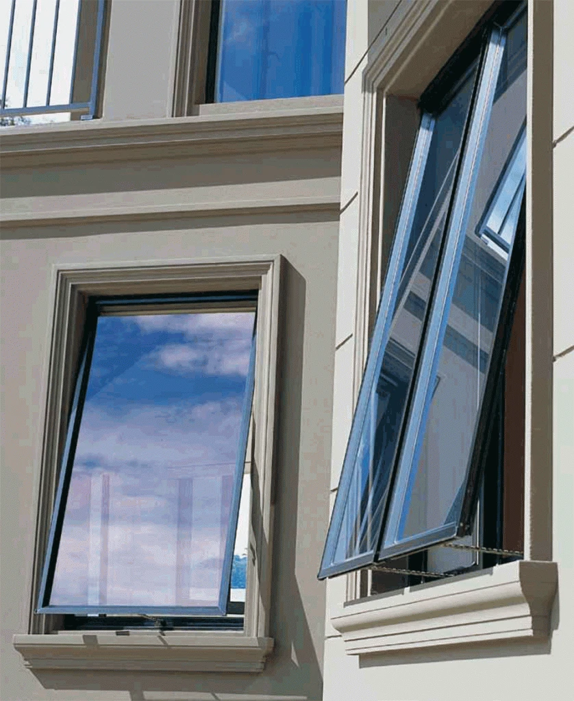 Double glass wind load resistance aluminium awning large glass windows for sale