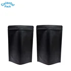 Matte black resealable kraft paper packaging bag stand up zipper pouch for food