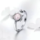 925 Sterling Silver Jewelry Womens Best Friend Letter Engraved Pink Glass Kitty Cat Open Rings