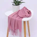 Lady Winter Wraps And Shawls Solid Color Warm Imitate Pashmina Cashmere Scarf Women Hijab Winter Scarf
