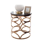 Luxury modern sofa side living room furniture stainless steel small round table port marble corner