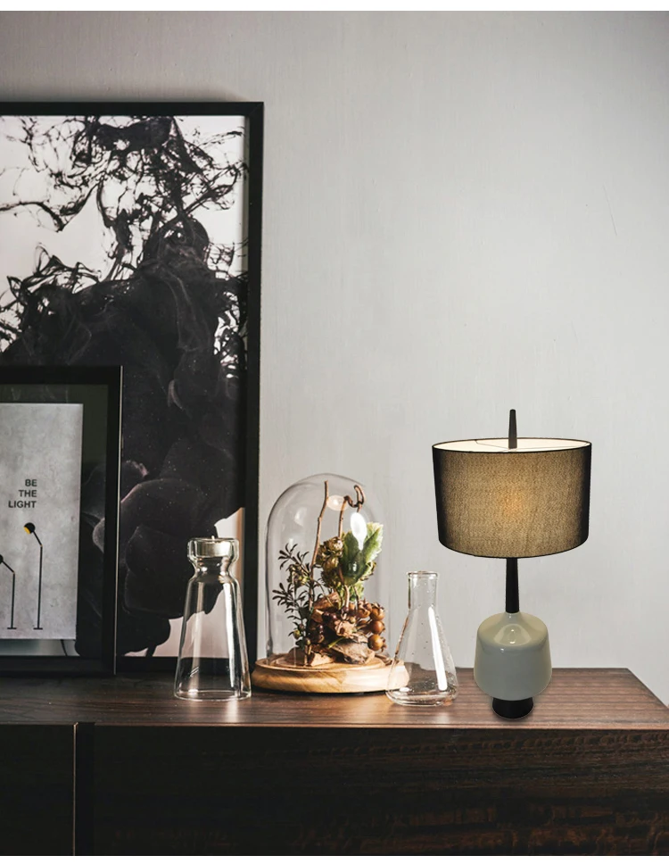 Nordic modern hotel bedroom bedside table lamp metal decorative ceramic lighting table lamp