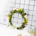 Girl party floral garland white rose flower tiara crown wedding rustic headband berry halo with flower