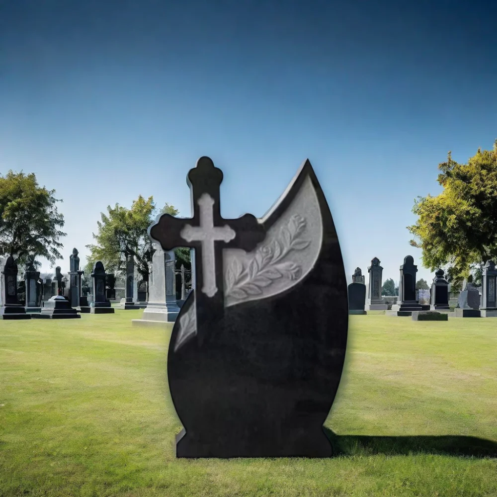 Customized Gravestone Black Granite For Premium Headstone Granite