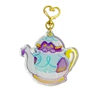 Custom 3D foreground printing double sided glitter epoxy acrylic keychain charm