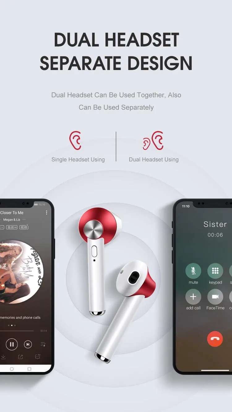 D012 TWS Wireless Sports Bluetooth 5.0 Stereo Earphone Running Sport Bass Headset Bilateral Call Automatic Pairing Headphone - ANKUX.COM
