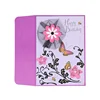 Wish Happy Birthday Handmade Cards, 3D Flower Badge Glitter Greeting Cards with Tulle