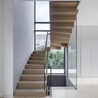House Prefab Modern House Wood Z Shape Staircase Frameless Railing Timber Stairs