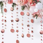 UMISS Rose Gold Glittery Circle Dots Garland Hanging Decorations Wedding Party Bachelorette Birthday Baby Shower Home Decor