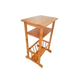 Bamboo Side Table Compact Book for Bathroom Towel Stand Living Room Corner Organizer or Entryway Caddy