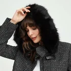 Black Coat Good Quality Black Melange Lurex Woolen Fabric Ladies Design Jacket Over Coat For Women