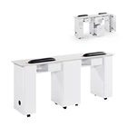 Beauty Salon Double Modern Glass Top Cheap Luxury Professional Wood Nail Manicure Table