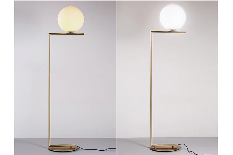 Minimalist modern LED glass ball golden standing home hotel floor light