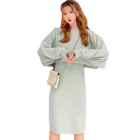 Fashion design two pieces knit dress sweater sets for women vest dress & pullover knitwear
