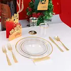 Fancy Gold Disposable Plastic Dinnerware Set