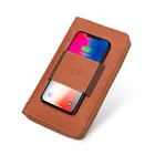 Genuine Leather Wireless Charger Wallet with Power Bank RFID