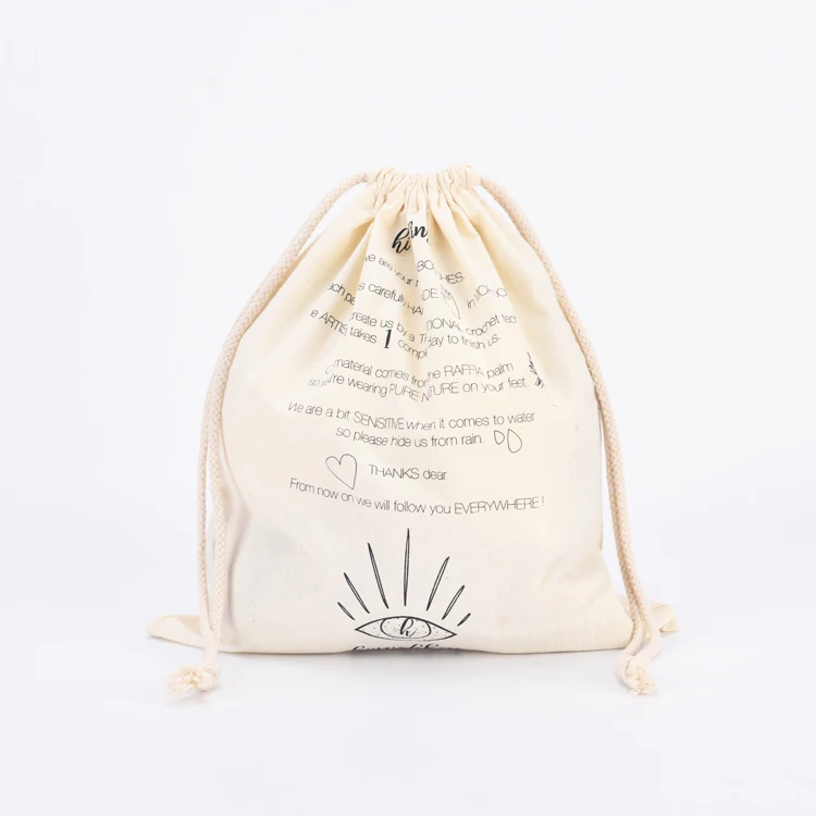 Custom Canvas Drawstring Pouch Bags Eco Friendly Reusable Blank Small Organic Cotton Drawstring Bag with Logo