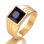 Father's day gift jewelry hot selling simple personality fashion men titanium steel gold diamond rings
