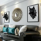 Living Room Home Decoration Accessories Animal Statue Resin Wolf Head Sculpture