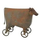 Home Art Hengfa Outdoor Indoor Home Decor Dairy Cattle Table Top Metal Art Rusty Wheel Cow