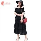 2019 fat women New Fashion Summer Elegant Chiffon Sexy Off Shoulder Layered Plus Size Dresses