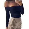 2019 Female Clothing Sexy Off Shoulder Long Sleeve Top Ladies Casual Cloth