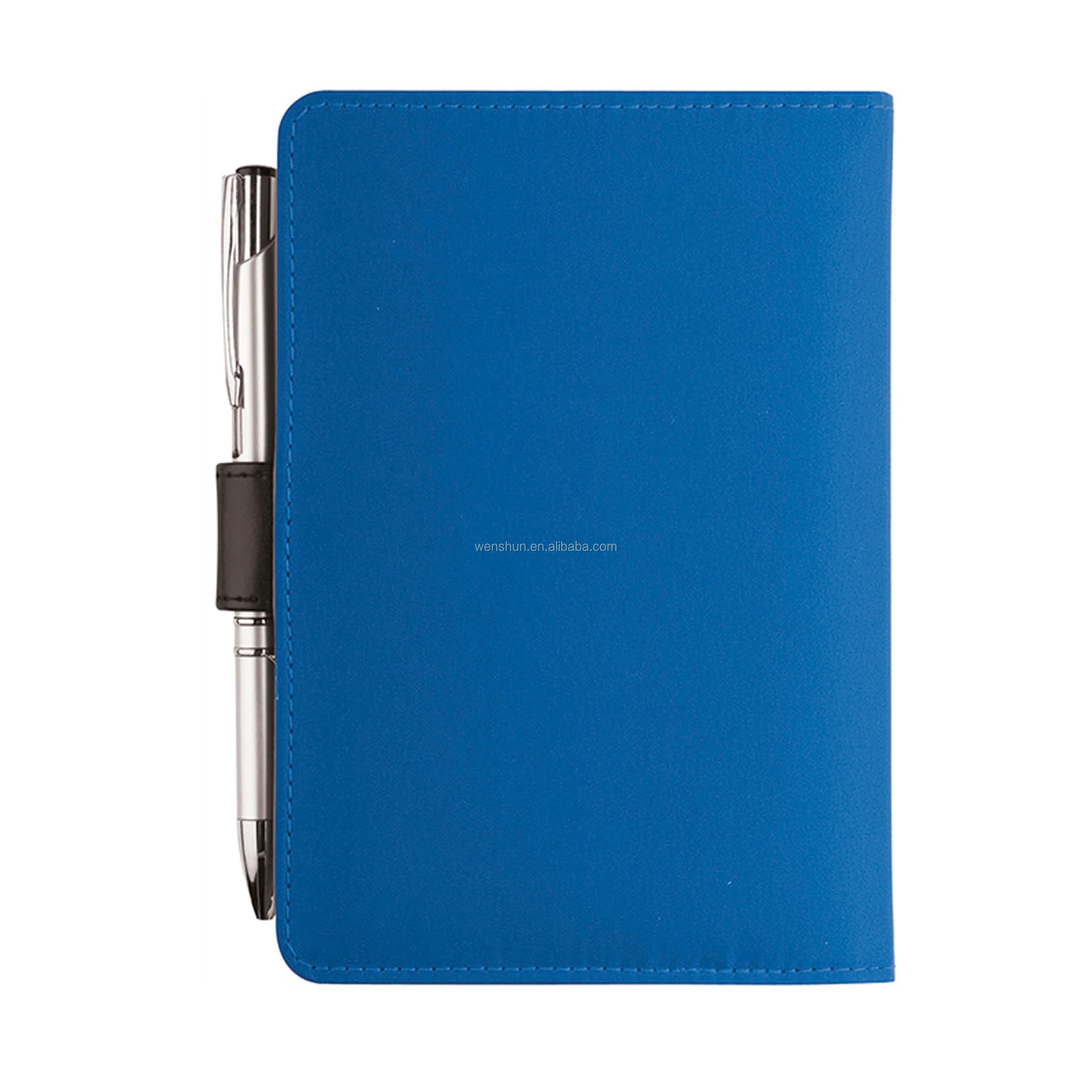 custom embossed logo luxury a5 pu leather notebook with pen