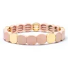 Bohemia New Design Miyuki Bead Bracelet Handmade Sweet Pink Gold Tila Beads Square Enamel Bracelet For Women