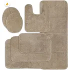 Water absorbent soft microfiber shaggy cheap bathroom bath mat rugs set