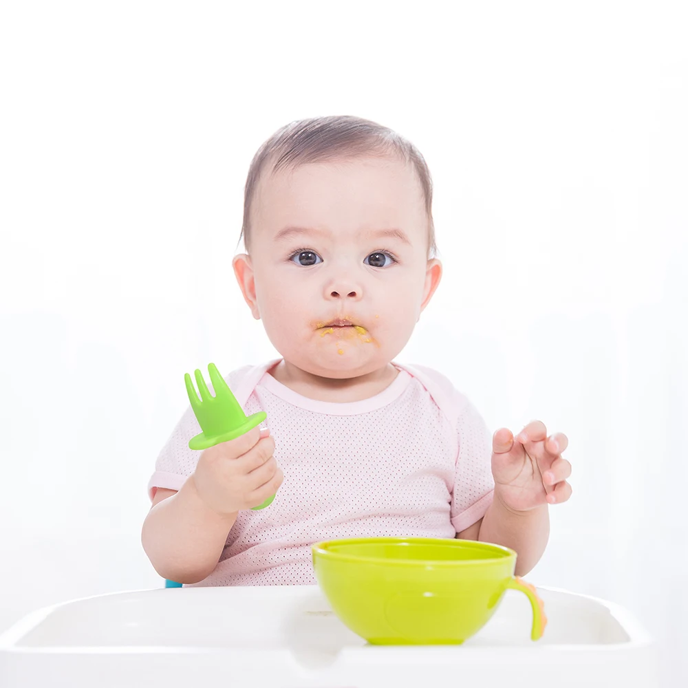 BHD Anti-Choke BPA Free First Training Independent Feeding Toddler Infant Plastic Utensils Mini Baby Spoon and Fork manufacture