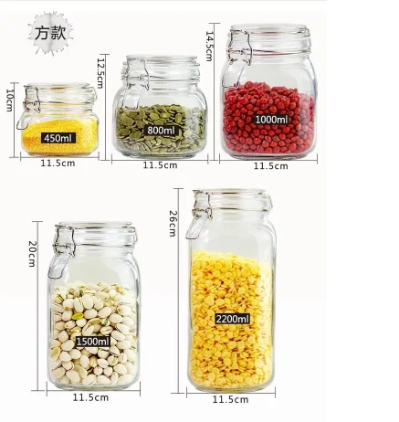 airtight glass jar with lock lid glass container for honey jam glass jar OEM welcome
