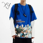 China Factory Custom Hip Hop Style Mens & Women Contrast Color Long Sleeve T Shirt