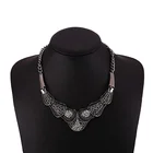 Women necklace hollow crystal collar earrings set black necklace female exaggerated alloy short sweater chain