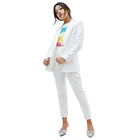 Single Button White Casual Ladies Blazer Design long sleeves jacket For Women