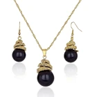 Set SophiaXuan Holiday Fashion Alloy Jewelry Set Grey Pearl Round Pendant Women Jewelry Set