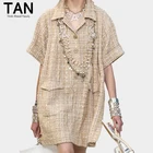 2019 Early Autumn New Fashion High End Women Wholesale Customized Wool Weaving Tweed Fabric Oversized Loose Dress