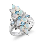 High Quality Natural Pear Opal Gemstone Ladies Engagement Ring 925 Sterling Silver Jewelry