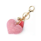 2020 fashion heart-shaped leather keychain with stone keyrings