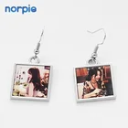 Women Jewelry Gift Sublimation Blank Square Metal Photo Earrings